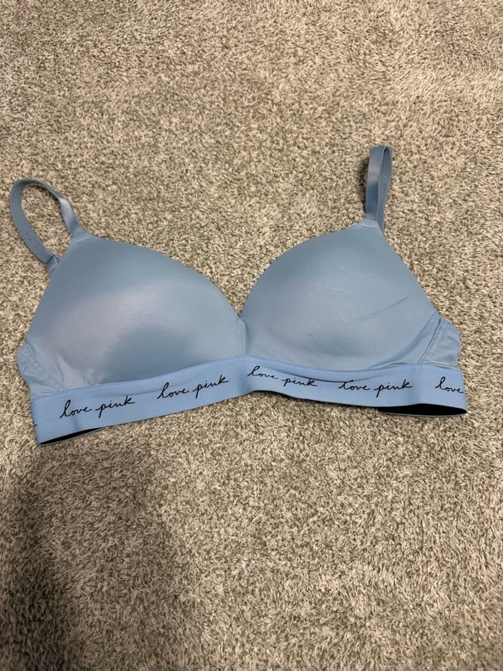 PINK Victoria's Secret Light Blue 'Love Pink' Wireless T-Shirt Bra